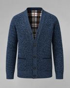 Men's Knitted Button Cardigan - V-Neck Regular Fit Ribbed Trim