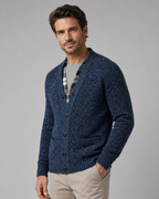 Men's Knitted Button Cardigan - V-Neck Regular Fit Ribbed Trim