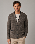 Men's Knitted Button Cardigan - V-Neck Regular Fit Ribbed Trim