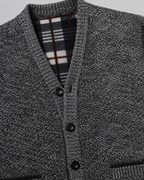 Men's Knitted Button Cardigan - V-Neck Regular Fit Ribbed Trim