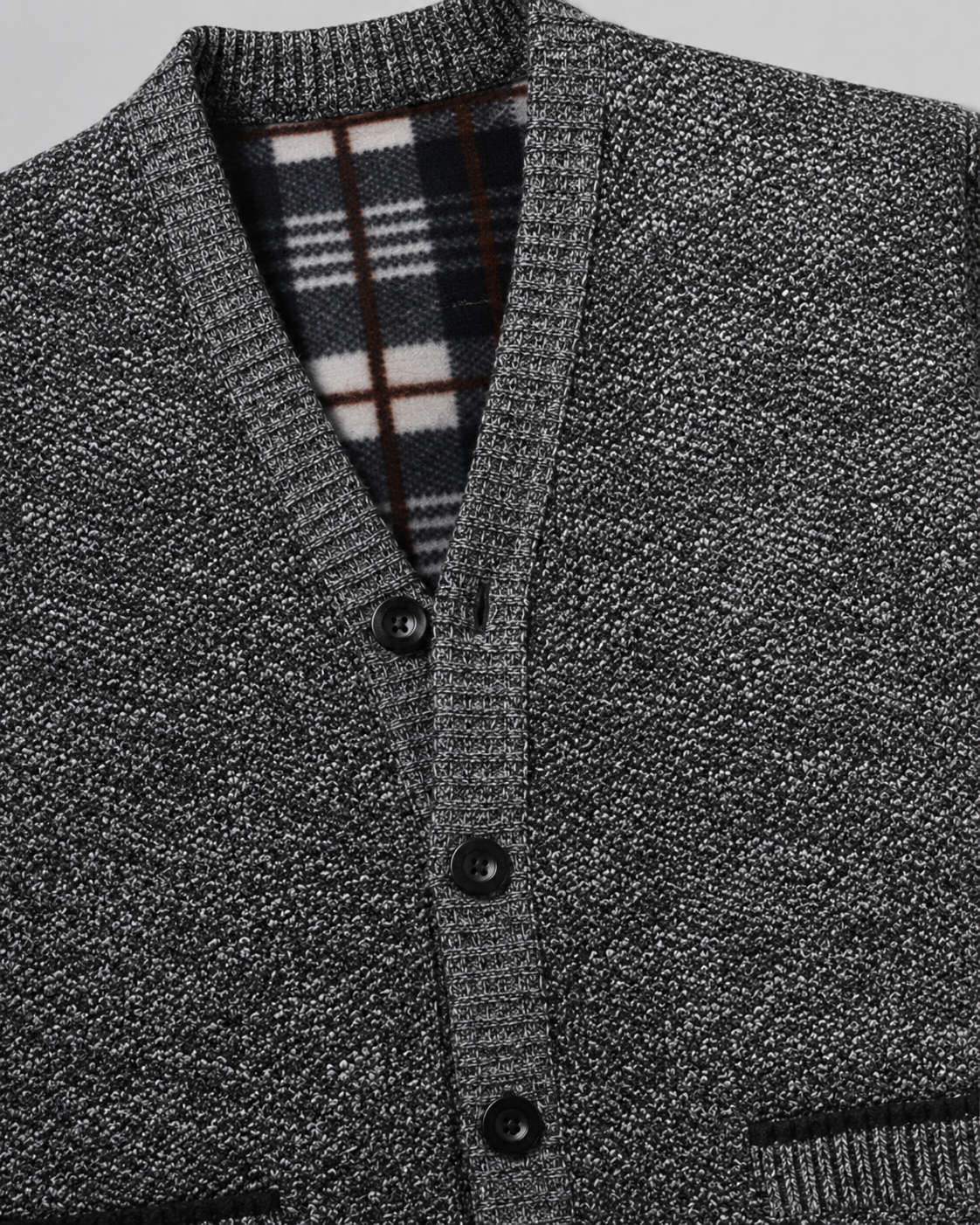 Men's Knitted Button Cardigan - V-Neck Regular Fit Ribbed Trim