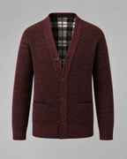 Men's Knitted Button Cardigan - V-Neck Regular Fit Ribbed Trim