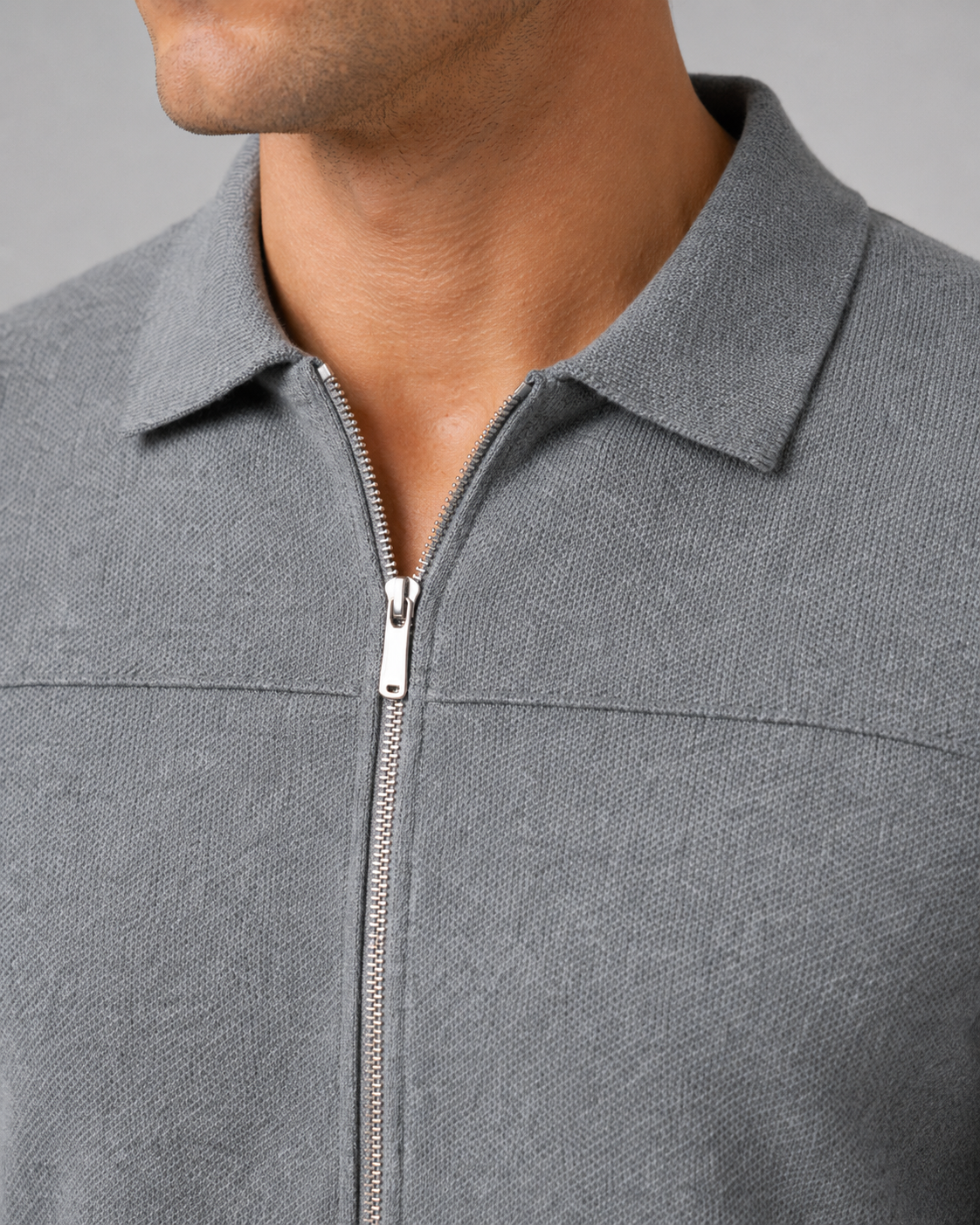 Men's Knitted Full Zip Cardigan - Collared Regular Fit