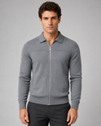 Men's Knitted Full Zip Cardigan - Collared Regular Fit