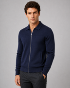 Men's Knitted Full Zip Cardigan - Collared Regular Fit