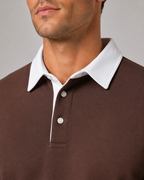 Men's Knitted Polo Sweater - Contrast Collar Long Sleeve