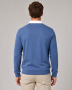 Men's Knitted Polo Sweater - Contrast Collar Long Sleeve