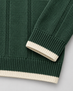 Men's Knitted Polo Sweater - Contrast Collar Ribbed Regular Fit
