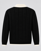 Men's Knitted Polo Sweater - Contrast Collar Ribbed Regular Fit