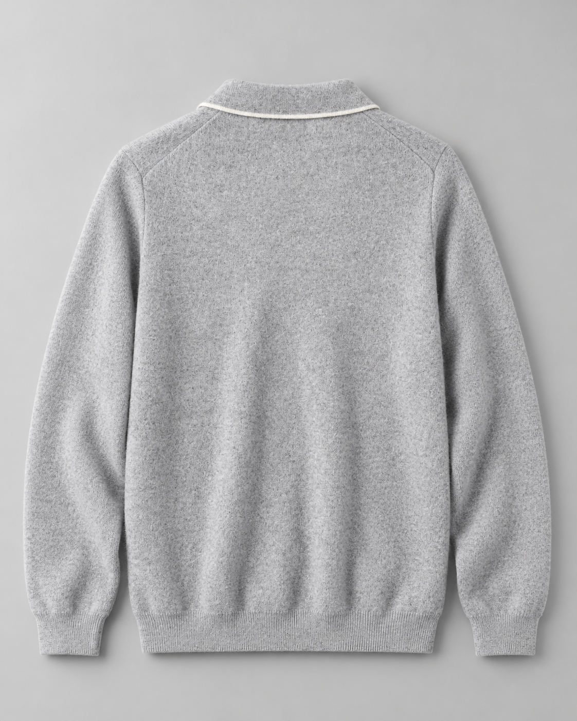 Men's Knitted Polo Sweater – Long Sleeve Open Collar Contrast Trim