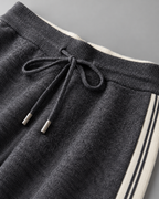 Men's Knitted Tracksuit - Zip-Up Hoodie & Striped Trousers