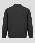 Men's Knitted Zip Jacket – Shirt Collar Chest Pockets Regular Fit