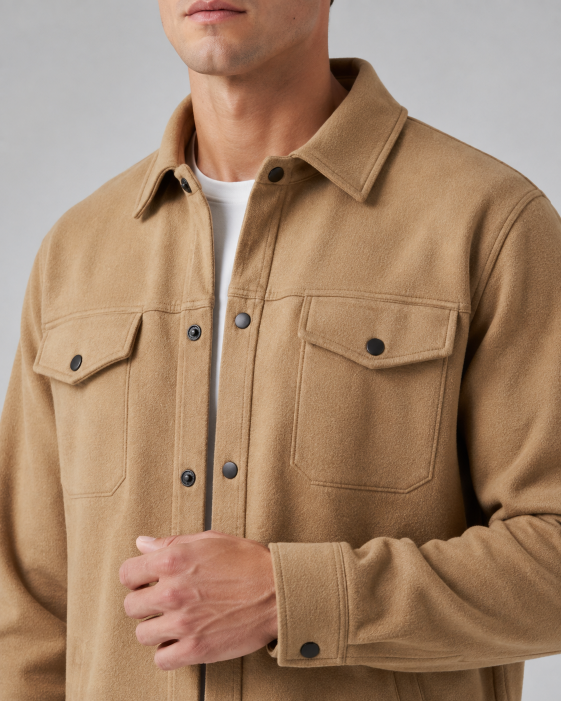 Men's Overshirt & Trousers Set - Relaxed Drawstring Fit