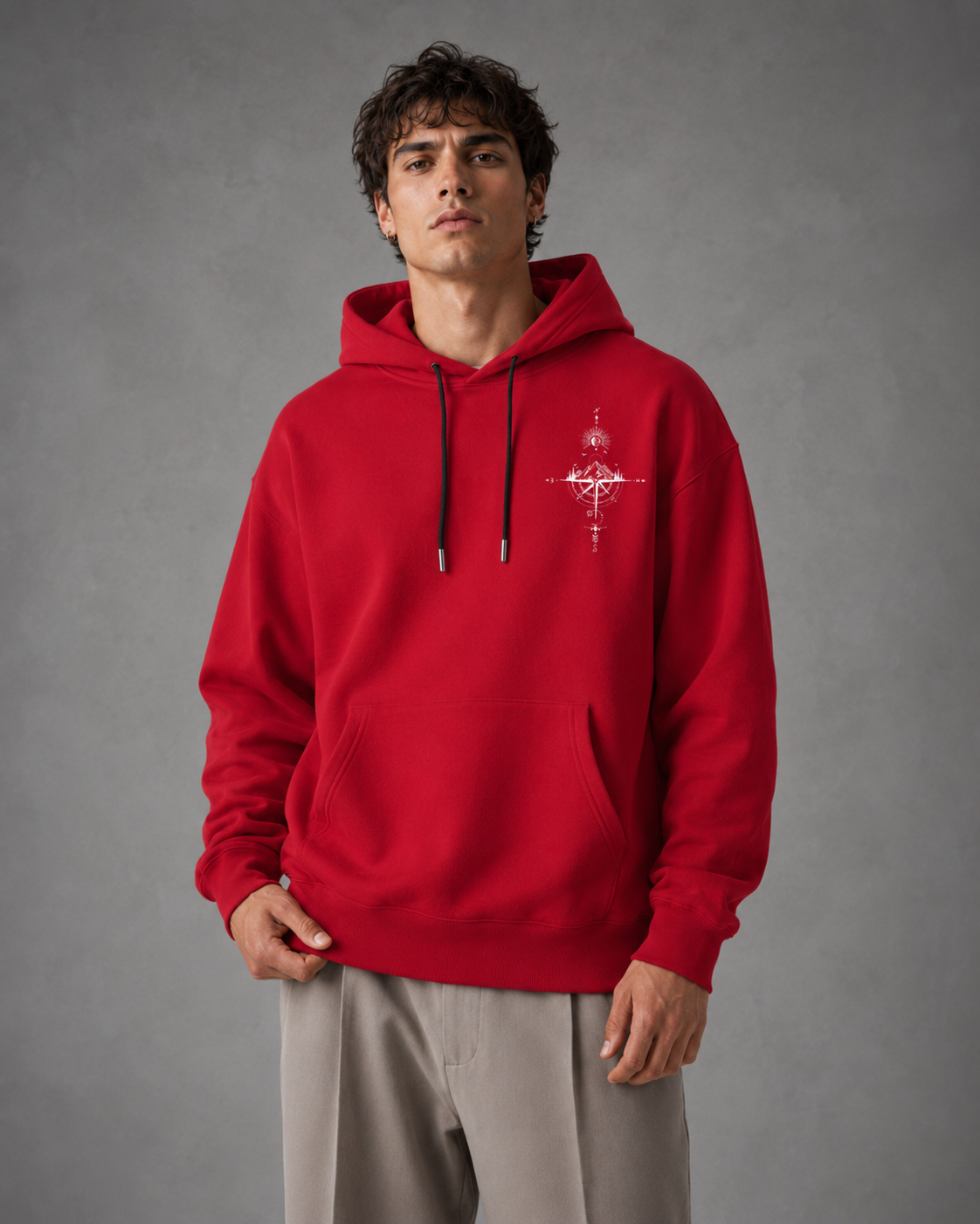 Men's Oversized Graphic Hoodie - Front & Back Print Relaxed Fit