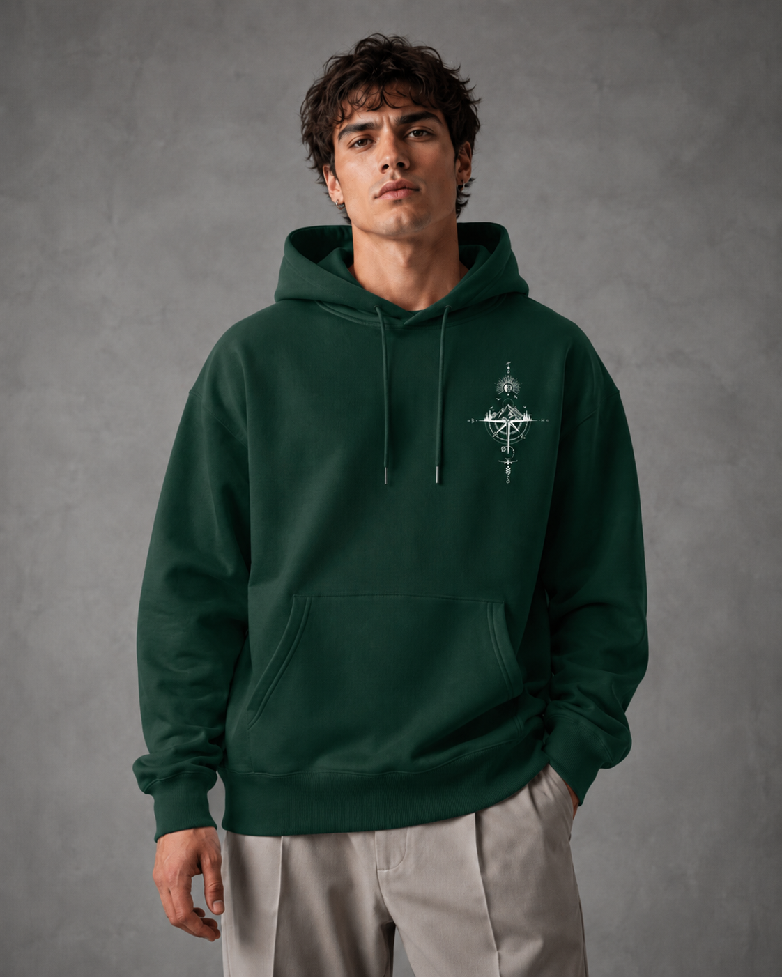 Men's Oversized Graphic Hoodie - Front & Back Print Relaxed Fit