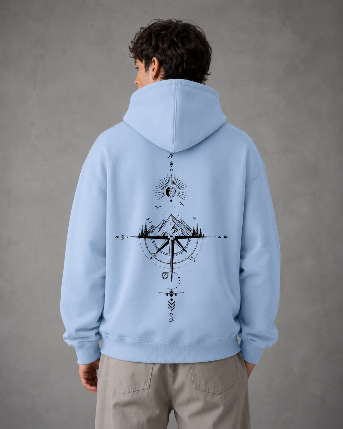 Men's Oversized Graphic Hoodie - Front & Back Print Relaxed Fit