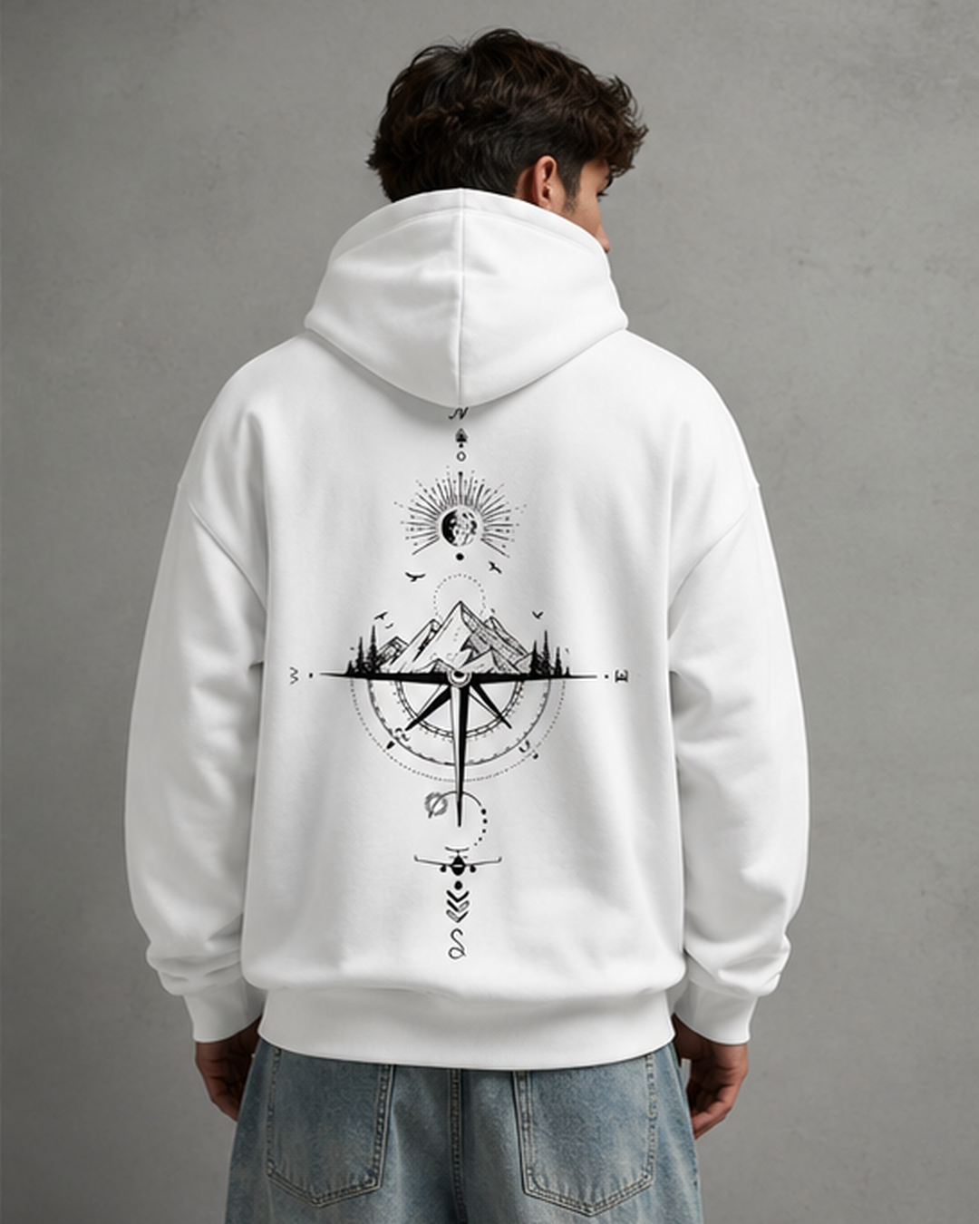 Men's Oversized Graphic Hoodie - Front & Back Print Relaxed Fit