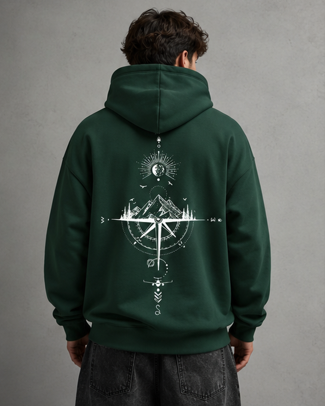 Men's Oversized Graphic Hoodie - Front & Back Print Relaxed Fit