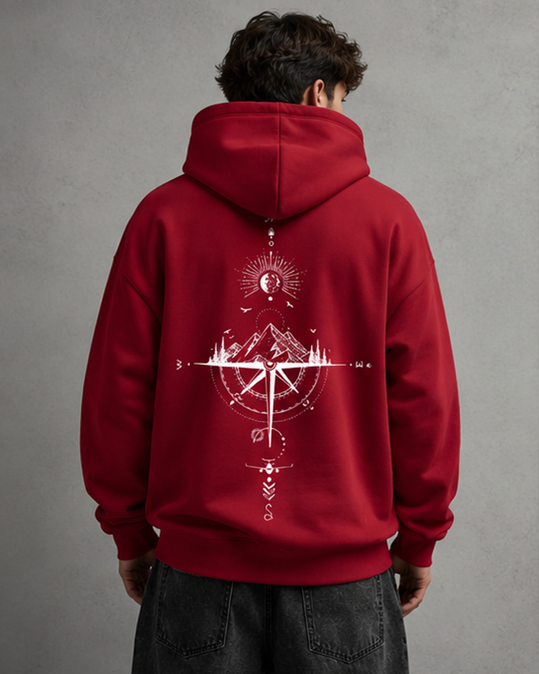 Men's Oversized Graphic Hoodie - Front & Back Print Relaxed Fit