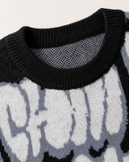 Men's Oversized Graphic Knit Sweater - Graffiti Drop Shoulder Fit
