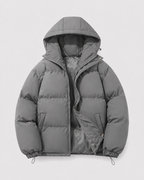 Men's Hooded Winter Puffer Jacket with Drawstring Hem