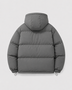 Men's Hooded Winter Puffer Jacket with Drawstring Hem