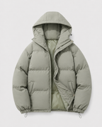 Men's Hooded Winter Puffer Jacket with Drawstring Hem