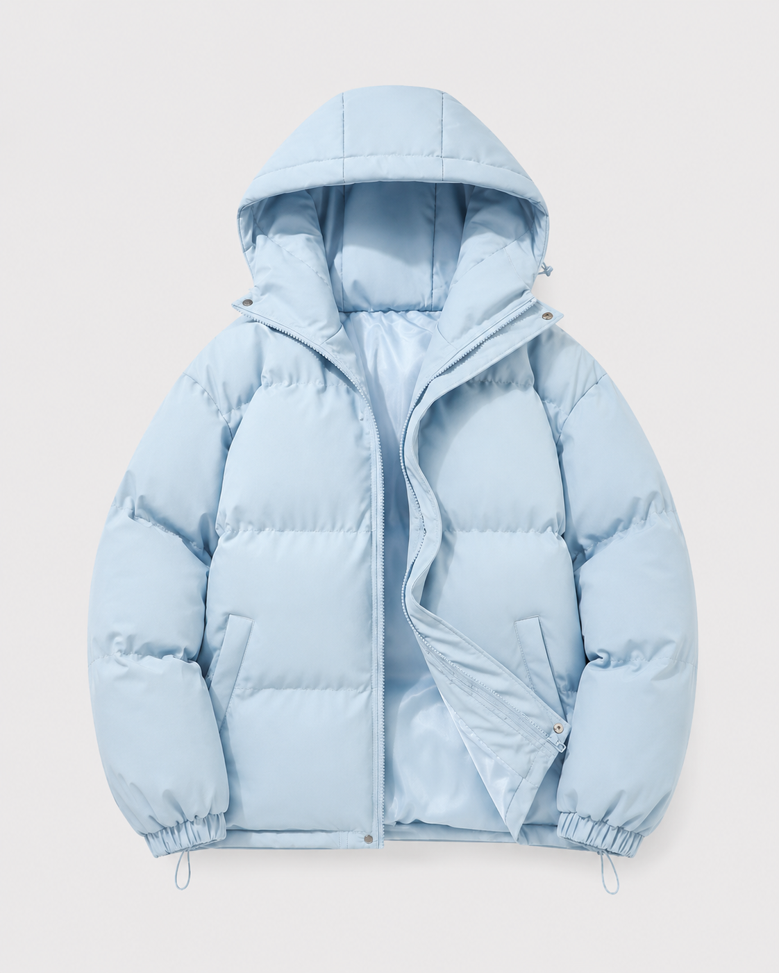 Men's Hooded Winter Puffer Jacket with Drawstring Hem