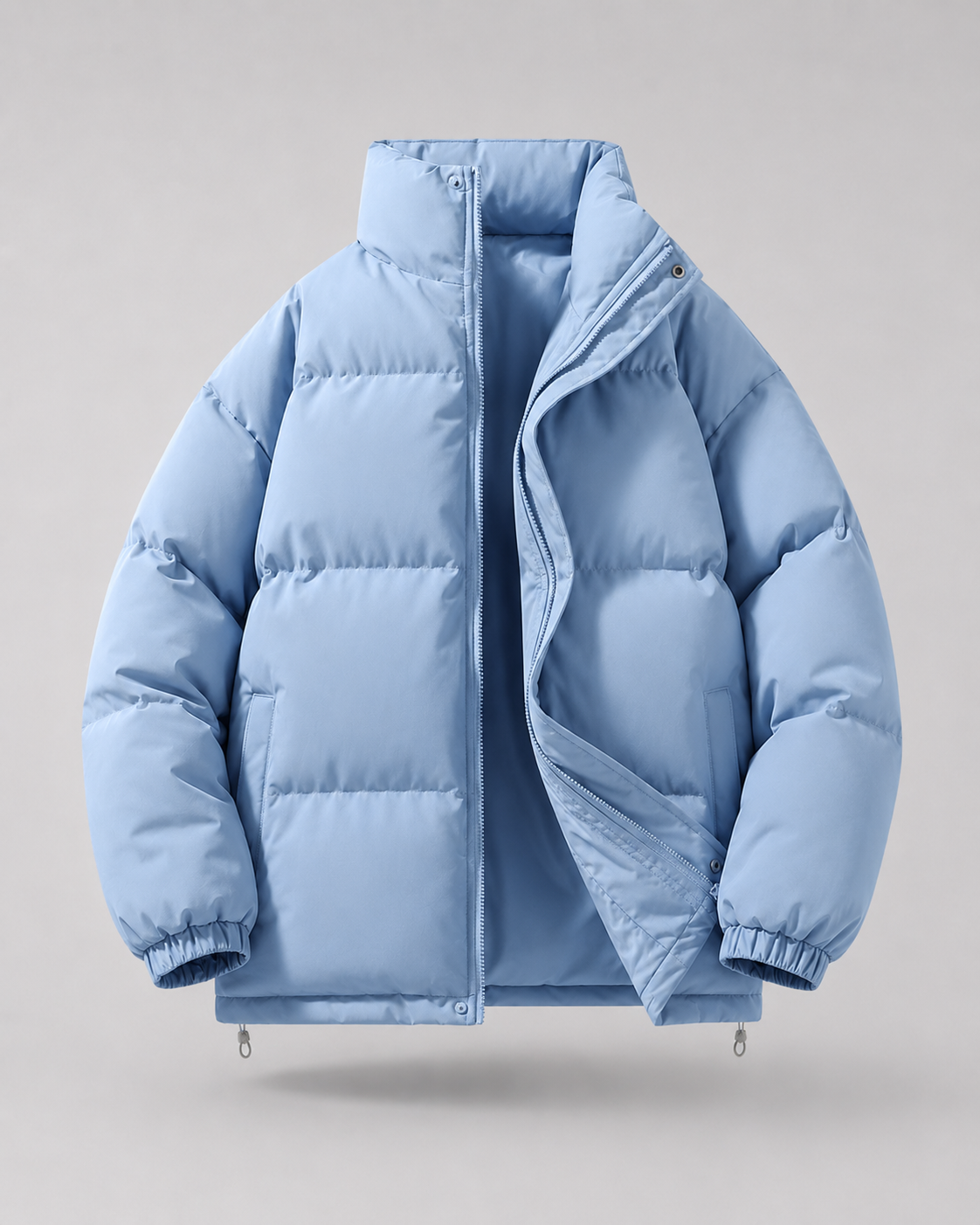 Men's Oversized Winter Puffer Jacket with Stand Collar