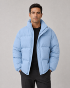 Men's Oversized Winter Puffer Jacket with Stand Collar