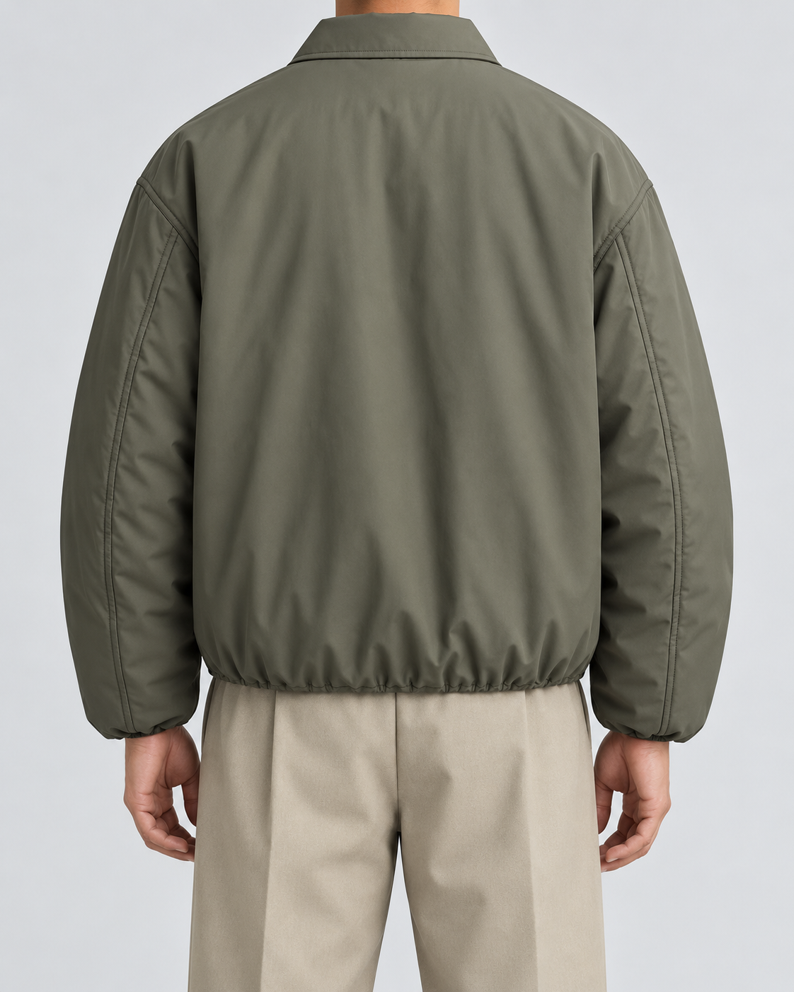 Men's Padded Blouson Jacket - Turn-Down Collar Relaxed Fit