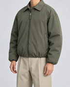 Men's Padded Blouson Jacket - Turn-Down Collar Relaxed Fit