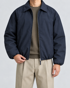 Men's Padded Blouson Jacket - Turn-Down Collar Relaxed Fit