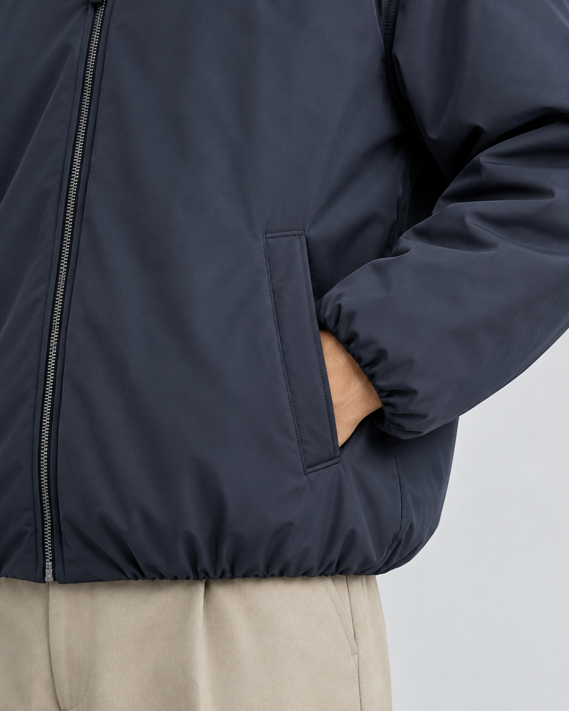 Men's Padded Blouson Jacket - Turn-Down Collar Relaxed Fit