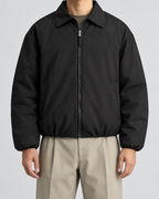 Men's Padded Blouson Jacket - Turn-Down Collar Relaxed Fit