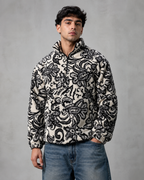 Men's Patterned Quarter-Zip Pullover - Relaxed Streetwear Fit