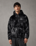 Men's Plush Hooded Zip Jacket - Relaxed Fit Streetwear
