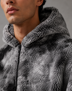 Men's Plush Hooded Zip Jacket - Relaxed Fit Streetwear