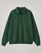 Men's Polo Sweatshirt Oversized Long Sleeve Ribbed Cuff