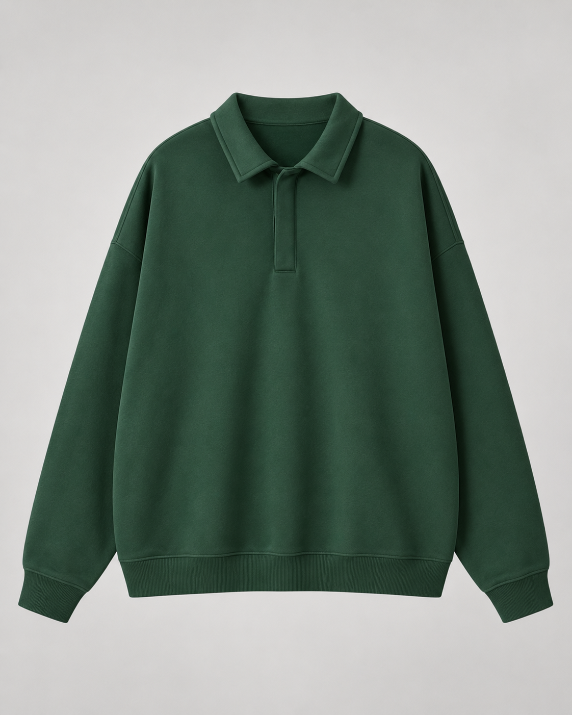Men's Polo Sweatshirt Oversized Long Sleeve Ribbed Cuff
