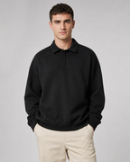 Men's Polo Sweatshirt Oversized Long Sleeve Ribbed Cuff