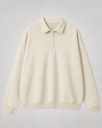 Men's Polo Sweatshirt Oversized Long Sleeve Ribbed Cuff