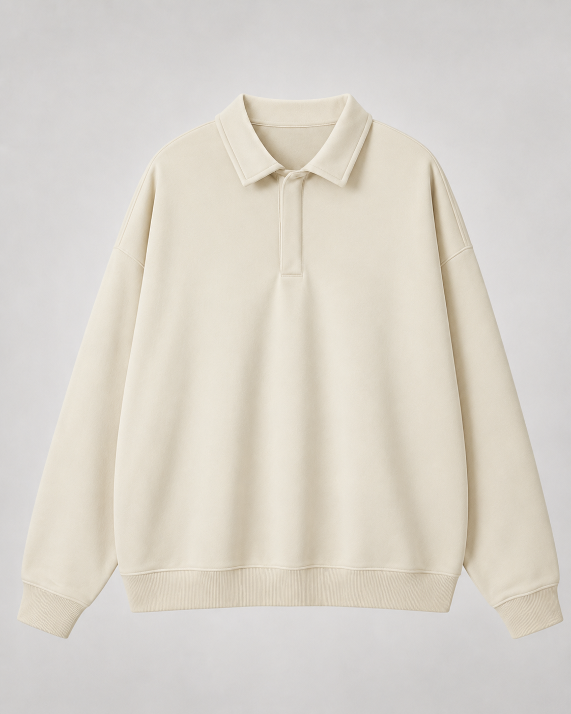 Men's Polo Sweatshirt Oversized Long Sleeve Ribbed Cuff