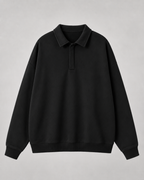 Men's Polo Sweatshirt Oversized Long Sleeve Ribbed Cuff