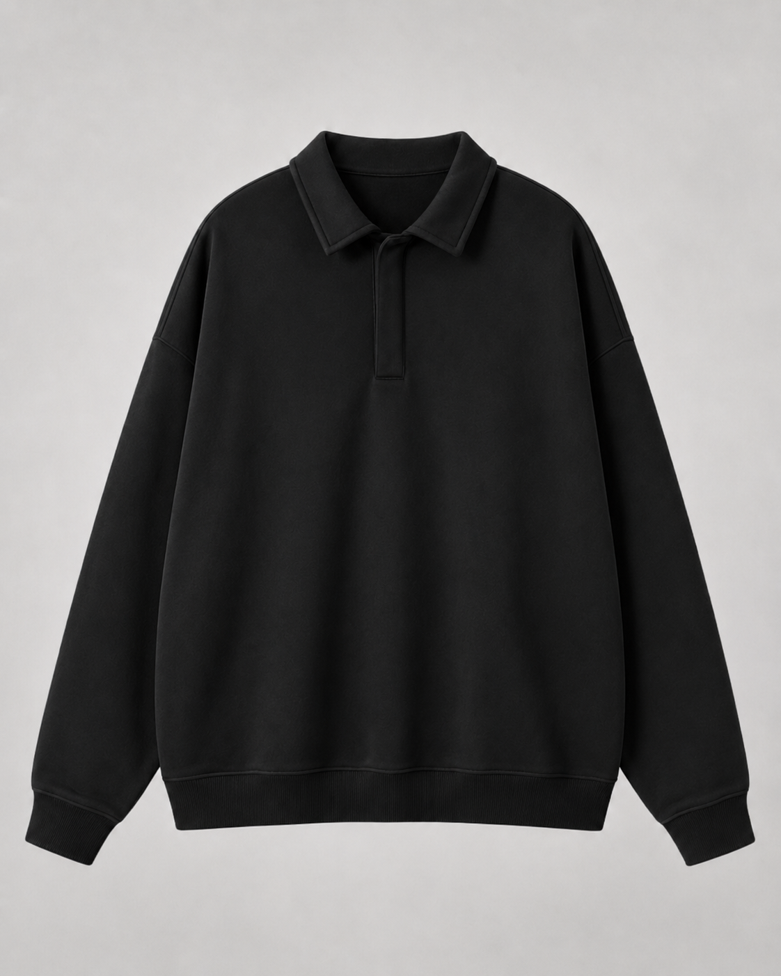 Men's Polo Sweatshirt Oversized Long Sleeve Ribbed Cuff