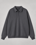 Men's Polo Sweatshirt Oversized Long Sleeve Ribbed Cuff