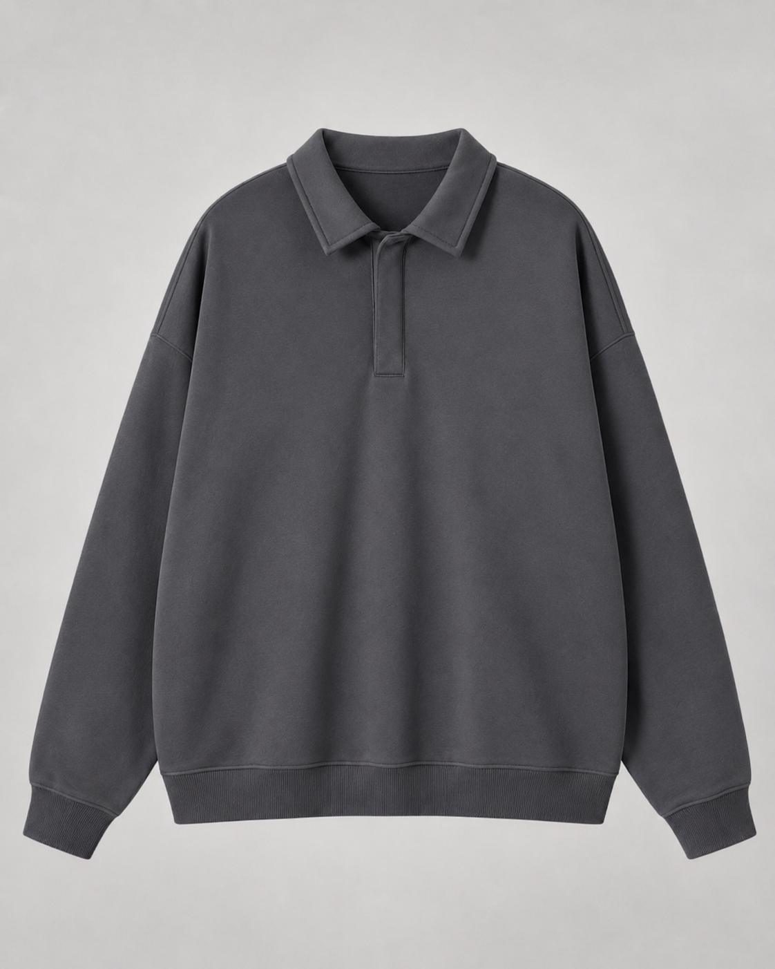 Men's Polo Sweatshirt Oversized Long Sleeve Ribbed Cuff