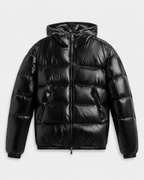 Men's Hooded Puffer Jacket Glossy Quilted Finish