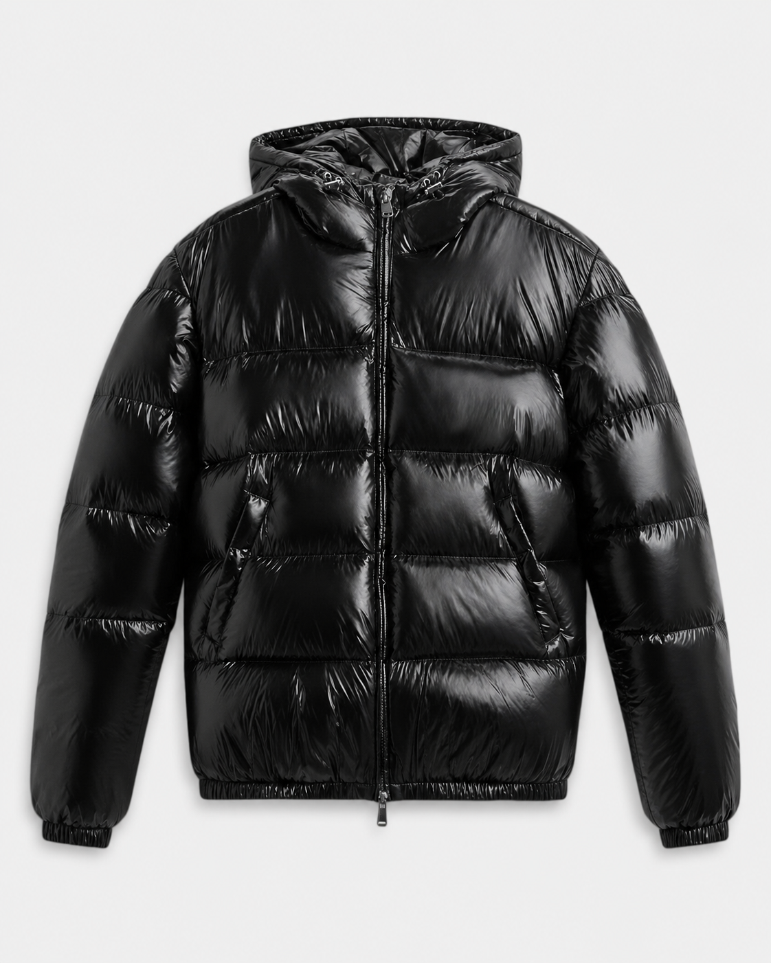 Men's Hooded Puffer Jacket Glossy Quilted Finish