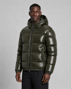 Men's Hooded Puffer Jacket Glossy Quilted Finish